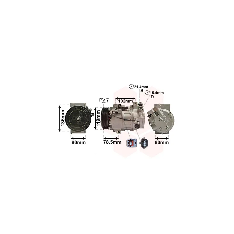 Compresseur, climatisation VAN WEZEL 4300K620