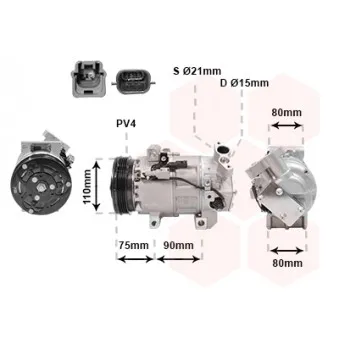 Compresseur, climatisation VAN WEZEL 4300K639