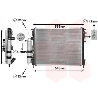 Radiateur, refroidissement du moteur VAN WEZEL 4300M323