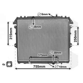 Radiateur, refroidissement du moteur VAN WEZEL 53002496