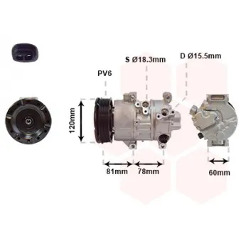 Compresseur, climatisation VAN WEZEL 5300K581