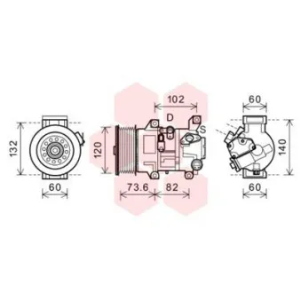 Compresseur, climatisation VAN WEZEL 5300K610