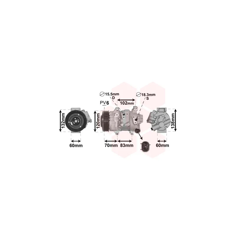 Compresseur, climatisation VAN WEZEL 5300K627