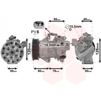 Compresseur, climatisation VAN WEZEL 5300K656