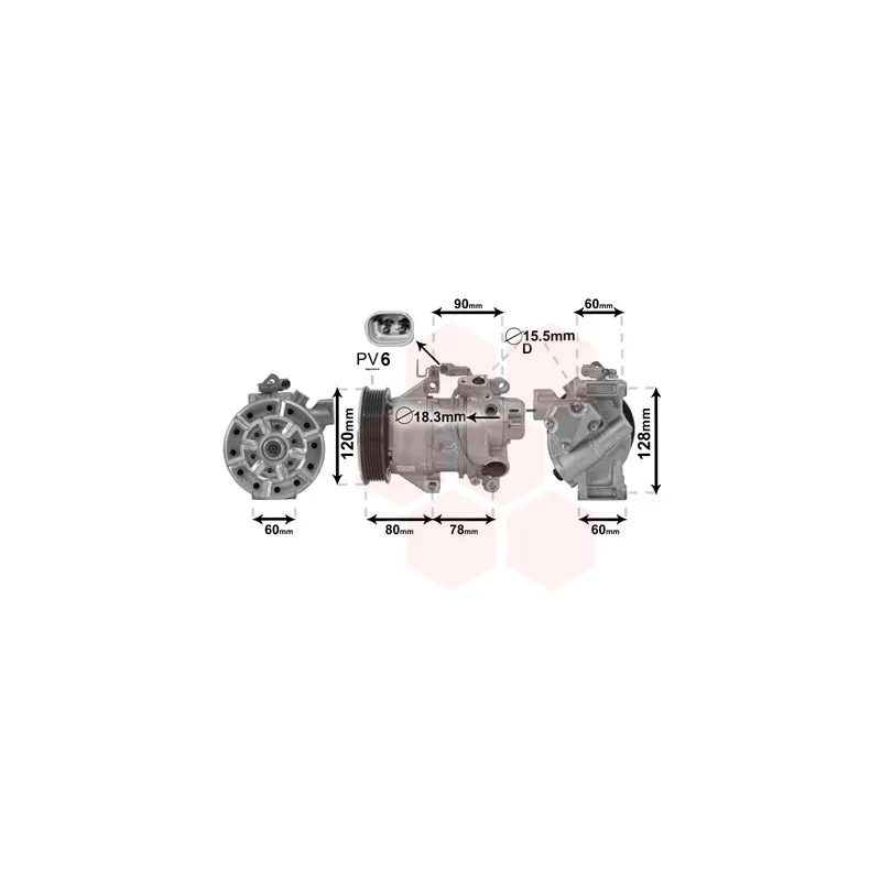 Compresseur, climatisation VAN WEZEL 5300K656