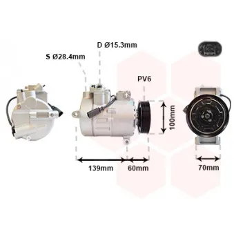 Compresseur, climatisation VAN WEZEL 5800K356