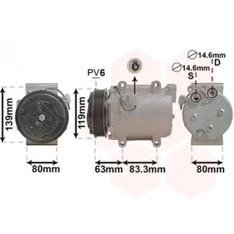 Compresseur, climatisation VAN WEZEL 5900K121