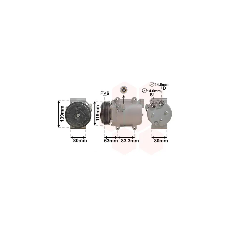 Compresseur, climatisation VAN WEZEL 5900K121