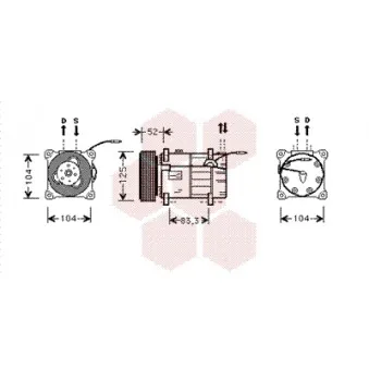 Compresseur, climatisation VAN WEZEL 5900K122