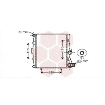 Radiateur, refroidissement du moteur avant gauche VAN WEZEL 74002054