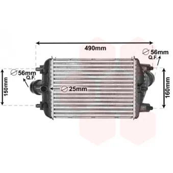 Intercooler, échangeur VAN WEZEL 74004081