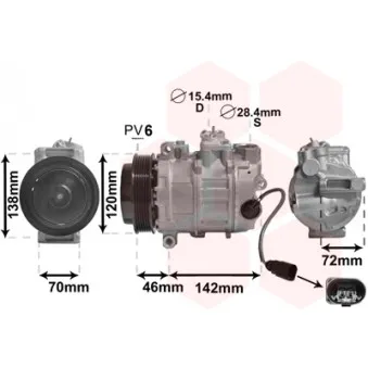 Compresseur, climatisation VAN WEZEL 7400K074
