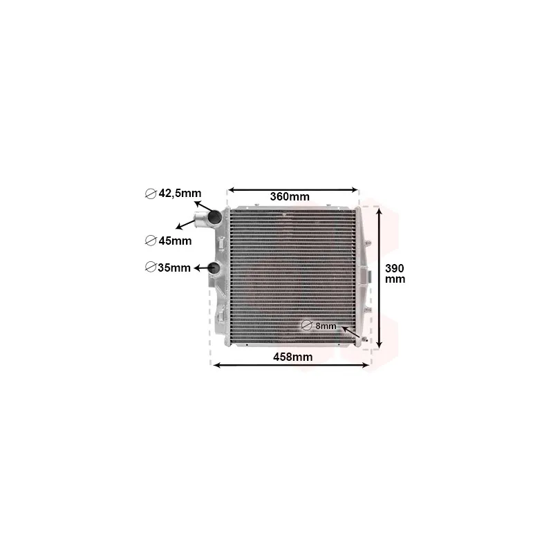 Radiateur, refroidissement du moteur avant gauche VAN WEZEL 74012704