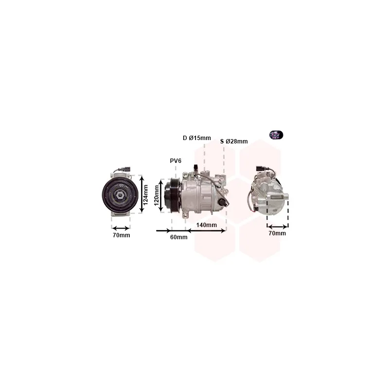Compresseur, climatisation VAN WEZEL 7401K702