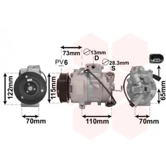 Compresseur, climatisation VAN WEZEL 7600K018