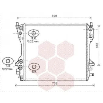 Radiateur, refroidissement du moteur VAN WEZEL 77002049