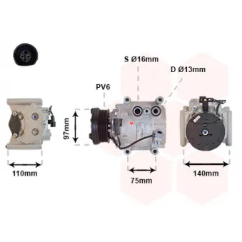 Compresseur, climatisation VAN WEZEL 7700K025