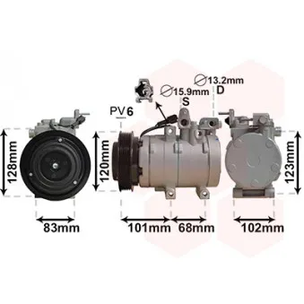 Compresseur, climatisation VAN WEZEL 8200K123