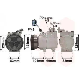 Compresseur, climatisation VAN WEZEL 8200K159