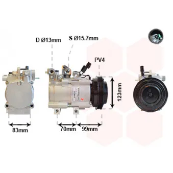 Compresseur, climatisation VAN WEZEL 8200K197