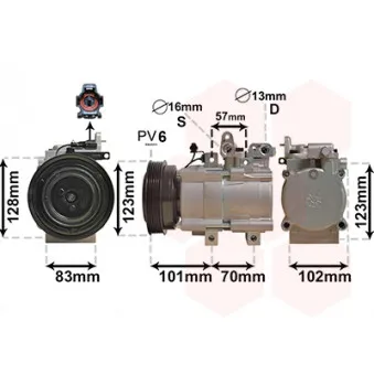 Compresseur, climatisation VAN WEZEL 8200K219