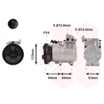 Compresseur, climatisation VAN WEZEL 8200K250