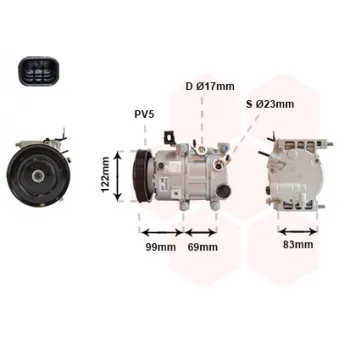 Compresseur, climatisation VAN WEZEL 8201K717