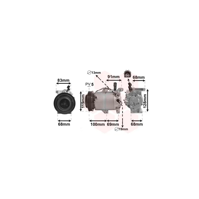 Compresseur, climatisation VAN WEZEL 8300K144