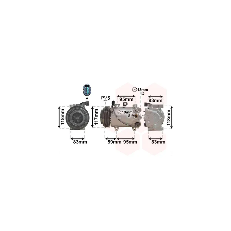 Compresseur, climatisation VAN WEZEL 8300K193