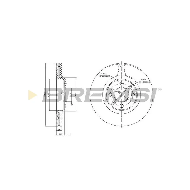 Jeu de 2 disques de frein avant BREMSI CD7124V