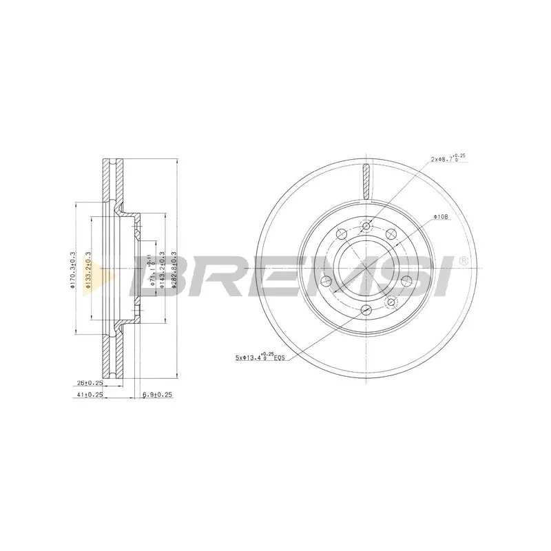 Jeu de 2 disques de frein avant BREMSI CD7132V