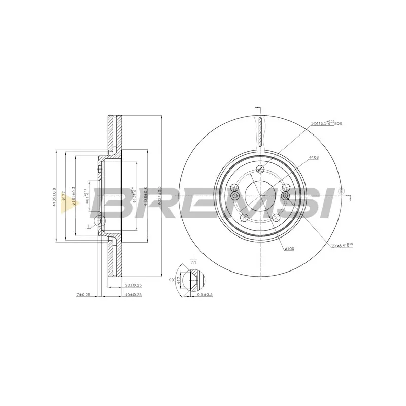 Jeu de 2 disques de frein avant BREMSI CD7405V