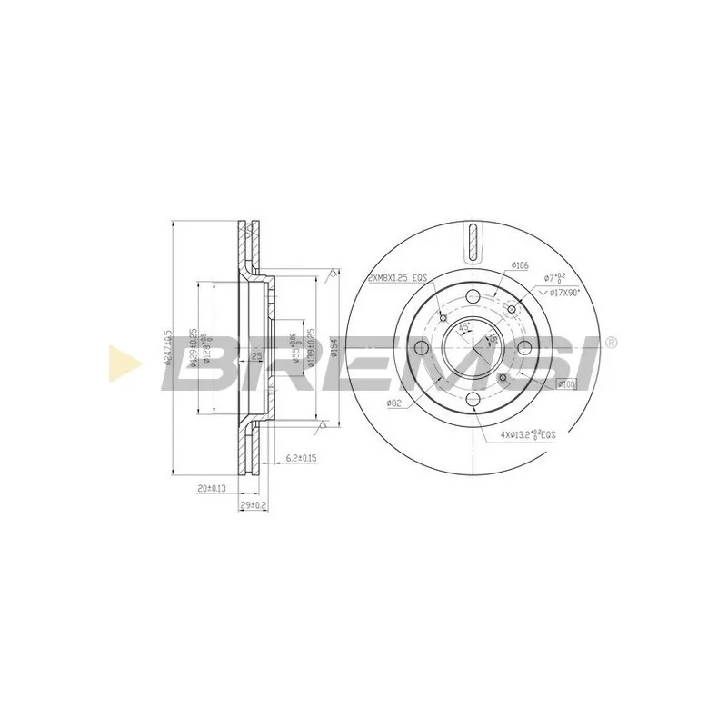Jeu de 2 disques de frein avant BREMSI CD7527V