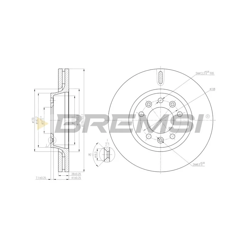 Jeu de 2 disques de frein avant BREMSI CD7601V