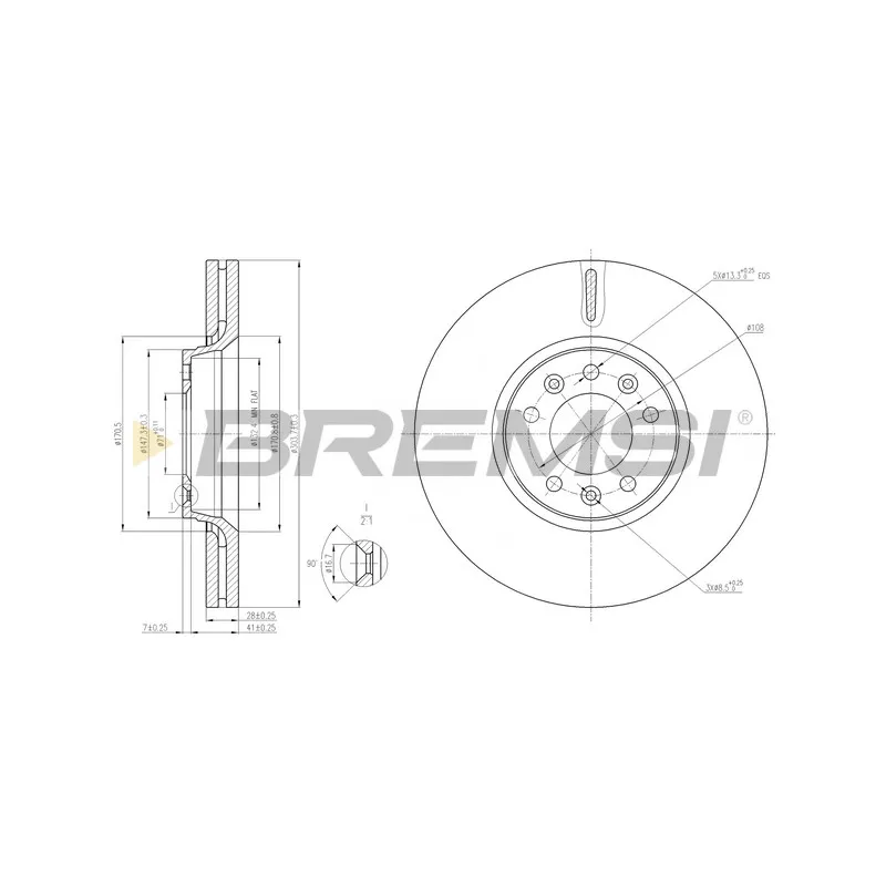 Jeu de 2 disques de frein avant BREMSI CD7615V