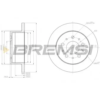 Jeu de 2 disques de frein arrière BREMSI CD7653S