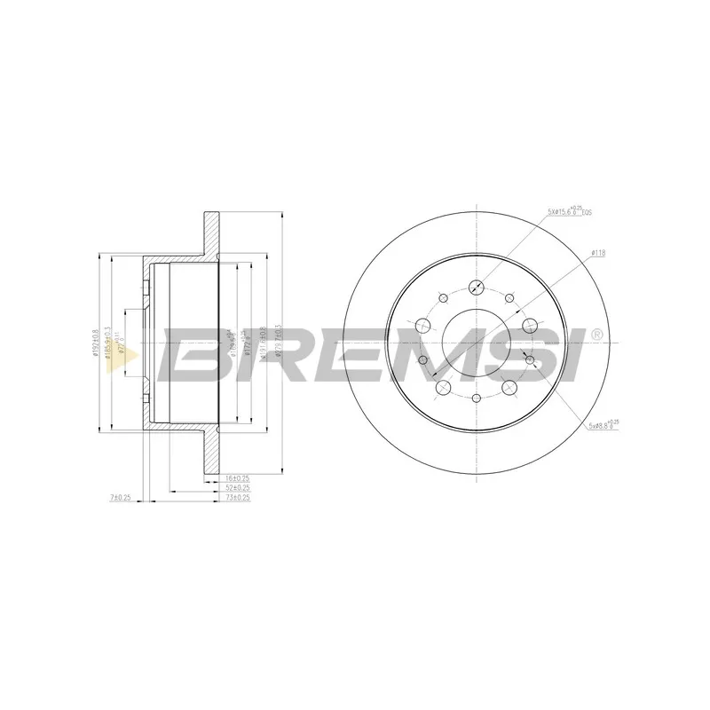 Jeu de 2 disques de frein arrière BREMSI CD7653S