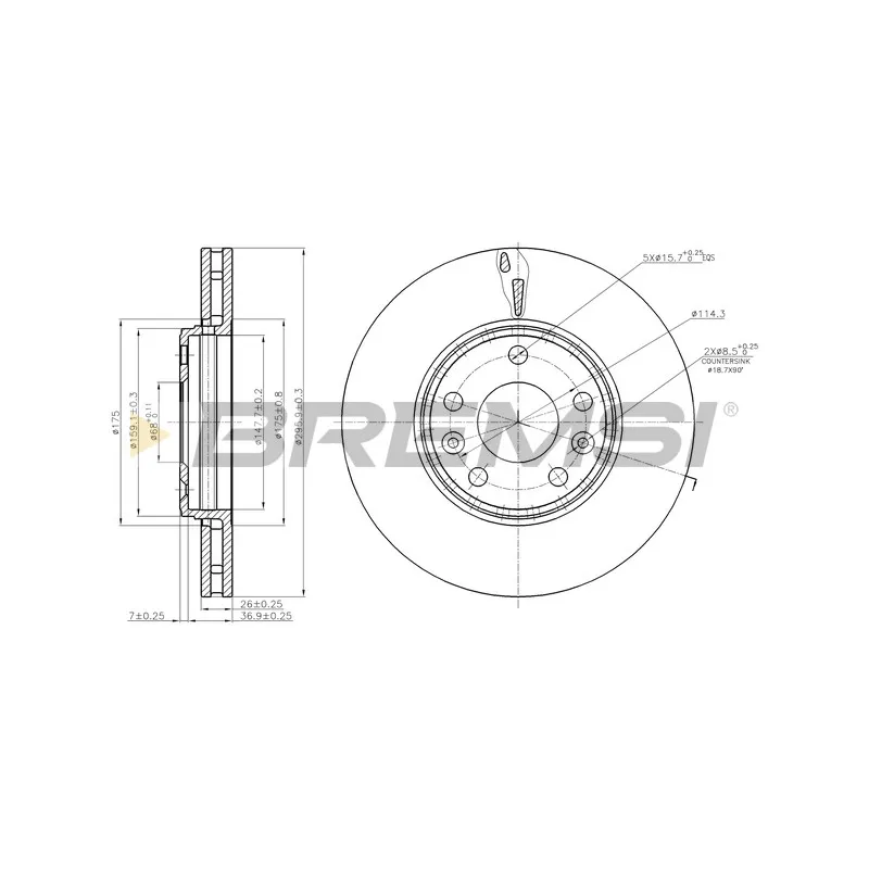 Jeu de 2 disques de frein avant BREMSI CD7726V
