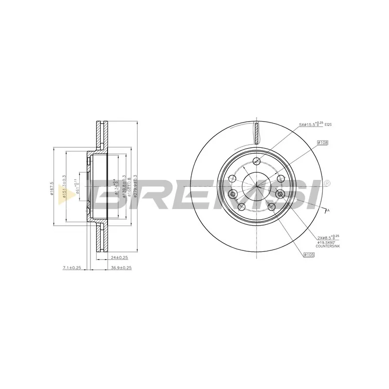 Jeu de 2 disques de frein avant BREMSI CD7979V