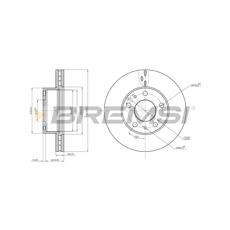 Jeu de 2 disques de frein avant BREMSI CD8659V