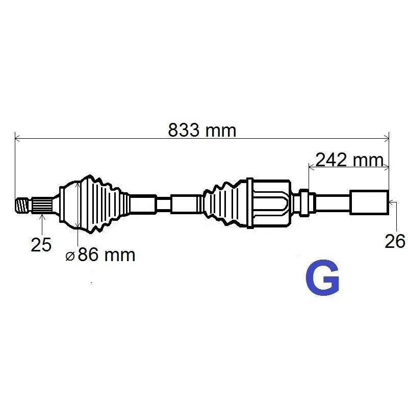 Arbre de transmission avant droit GRESA T5195