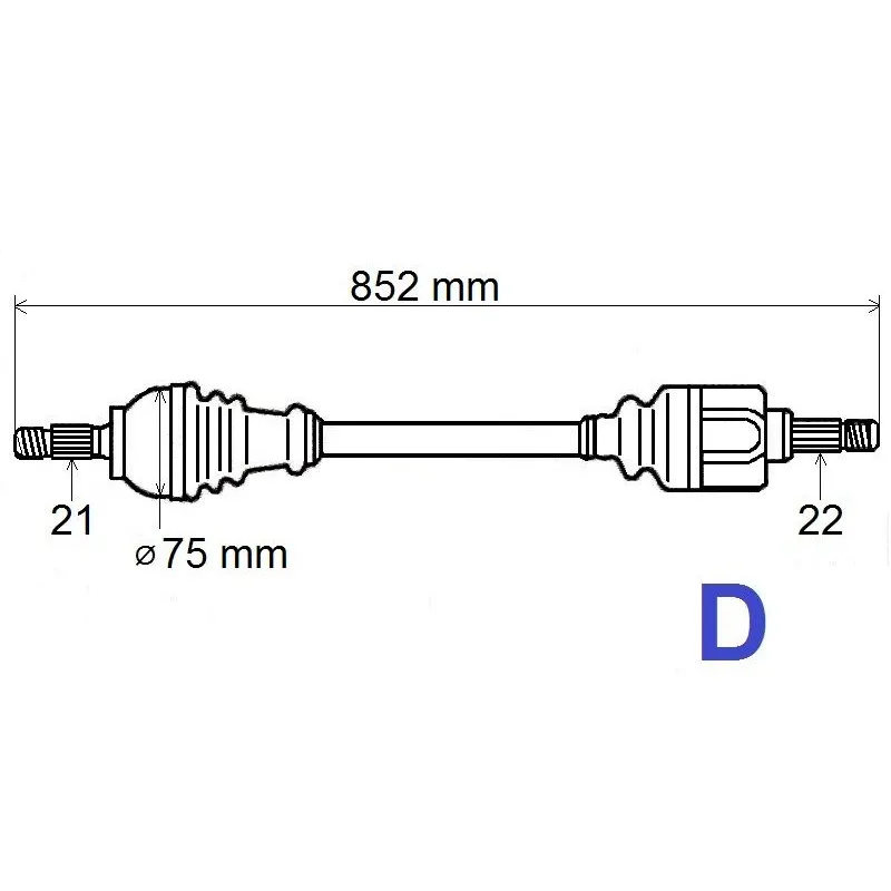 Arbre de transmission avant droit GRESA T5477