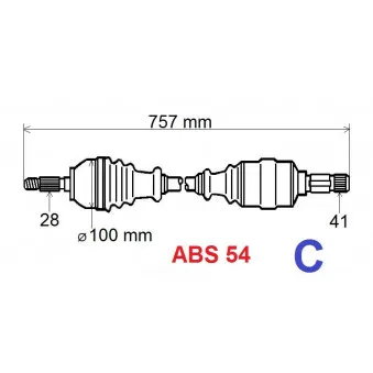 Arbre de transmission avant gauche GRESA T5486 Z