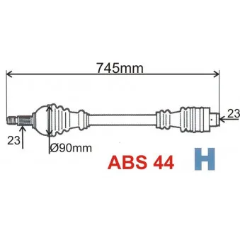 Arbre de transmission avant droit GRESA T5730 Z