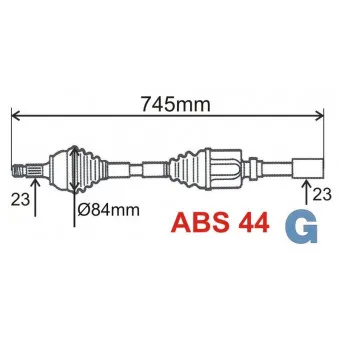 Arbre de transmission avant droit GRESA T5750 Z