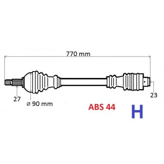 Arbre de transmission avant droit GRESA T5830 Z