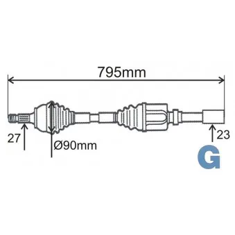 Arbre de transmission avant droit GRESA T5850