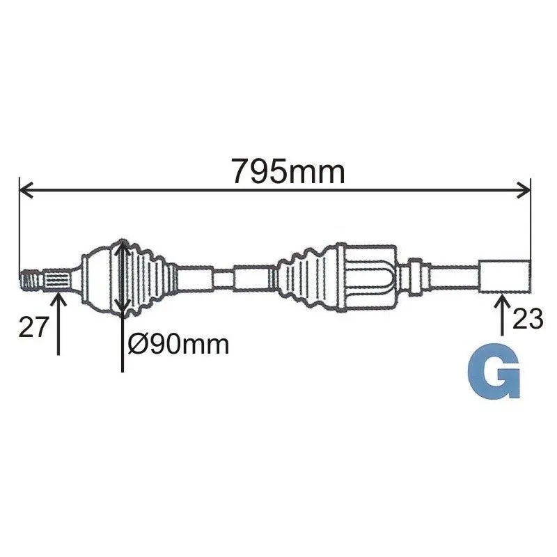 Arbre de transmission avant droit GRESA T5850