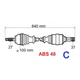 Arbre de transmission avant gauche GRESA T5866 Z