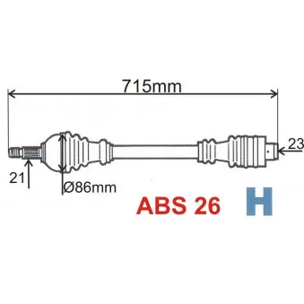 Arbre de transmission avant droit GRESA T5882 Z